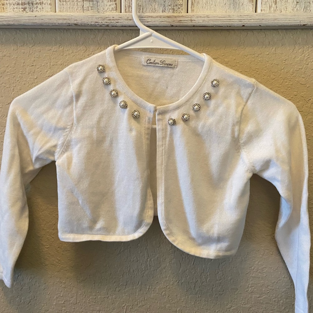 Kids white cropped cardigan